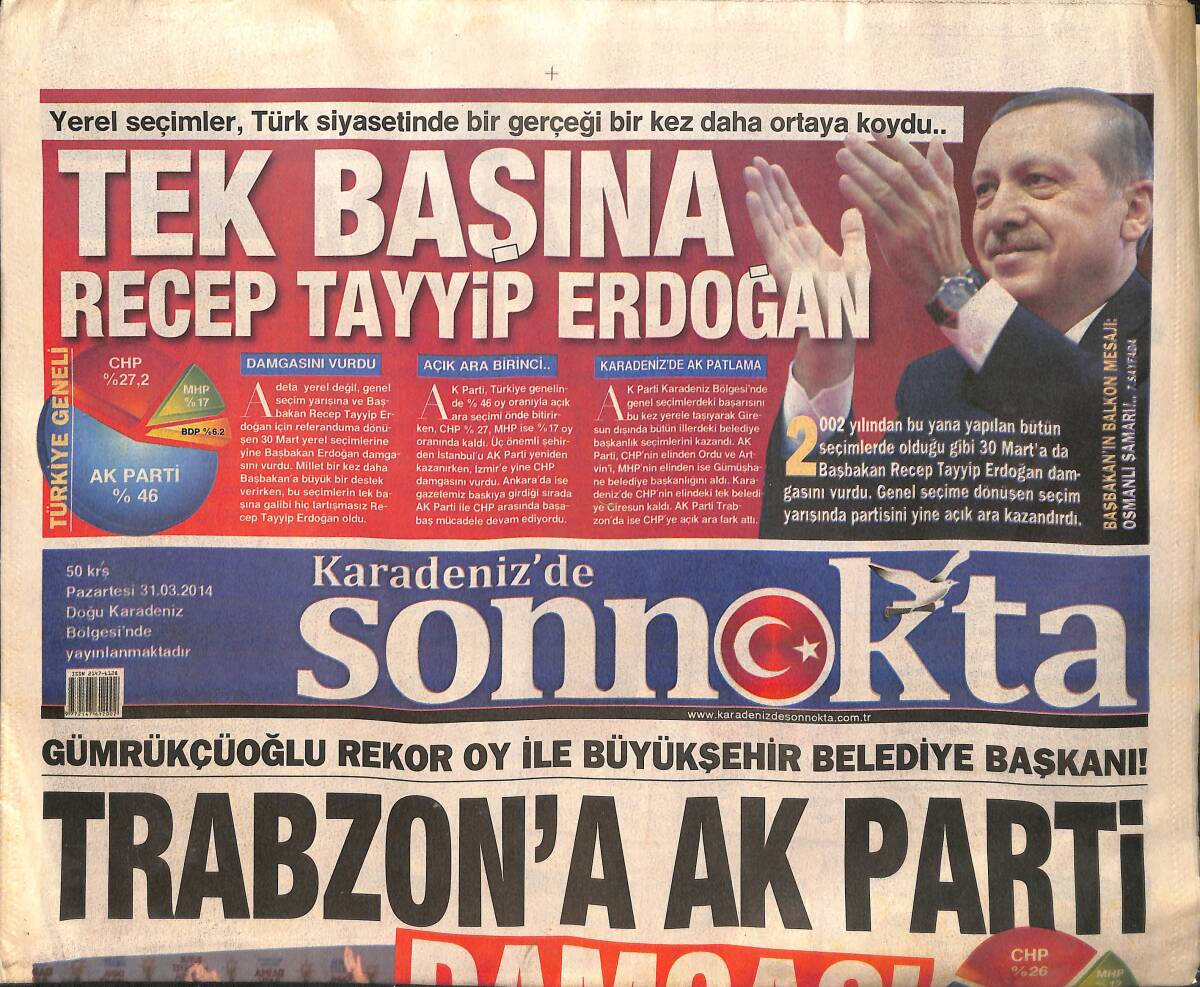 Karadeniz'de Son Nokta Gazetesi 31 Mart 2014 - Trabzon'a AK Parti Damgası GZ159871 - 1