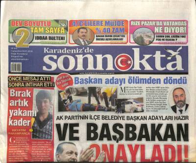 Karadenizde Son Nokta Gazetesi 4 Ocak 2014 - Orduda Hastane Sevinci - Domuz Gribi Değil H3N1 ! GZ100393 - 2