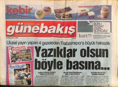 Karadenizden Güne Bakış Gazetesi 16 Eylül 2011 - Ulusal Yayın Yapan 4 Gazeteden Trabzonspora Büyük Haksızlık GZ105961 - 1