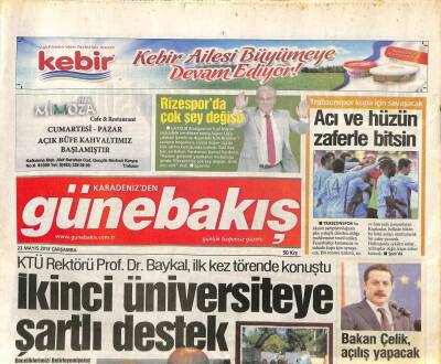 Karadenizden Güne Bakış Gazetesi 22 Mayıs 2013 - Trabzonspor Kupa İçin Savaşacak-Bakan Çelik Açılış Yapacak GZ105580 - 1