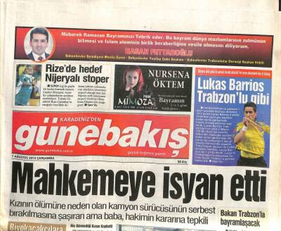 Karadenizden Güne Bakış Gazetesi 7 Ağustos 2013 - Rizede Hedef Nijeryalı Stoper - Lukas Barrios Trabzonlu Gibi GZ105578 - 1
