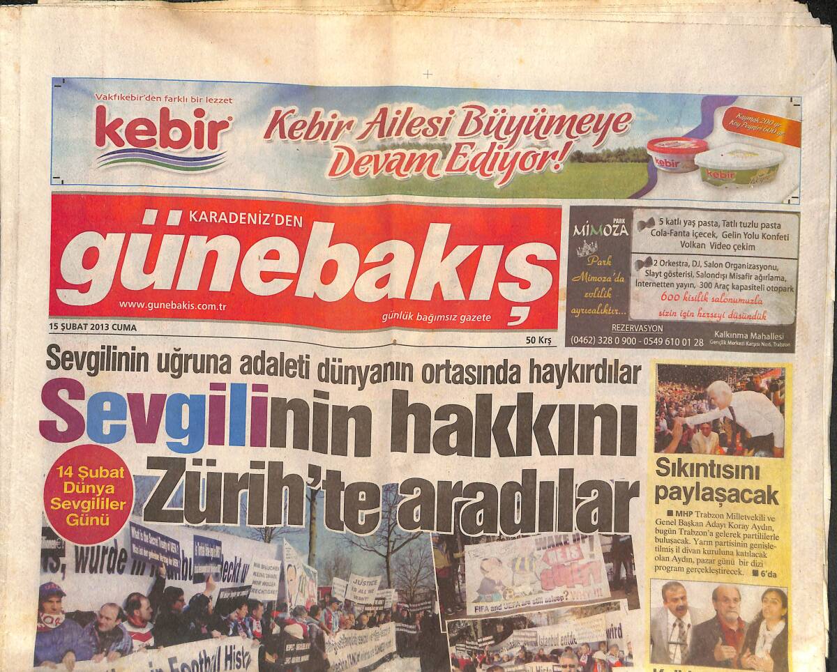 Karadeniz'den Günebakış Gazetesi 15 Şubat 2013 - Akyazı'nın Ön İhalesi Yapıldı - Tolunay Kafkas'tan Fenerbahçe'ye Gözdağı GZ136767 - 1