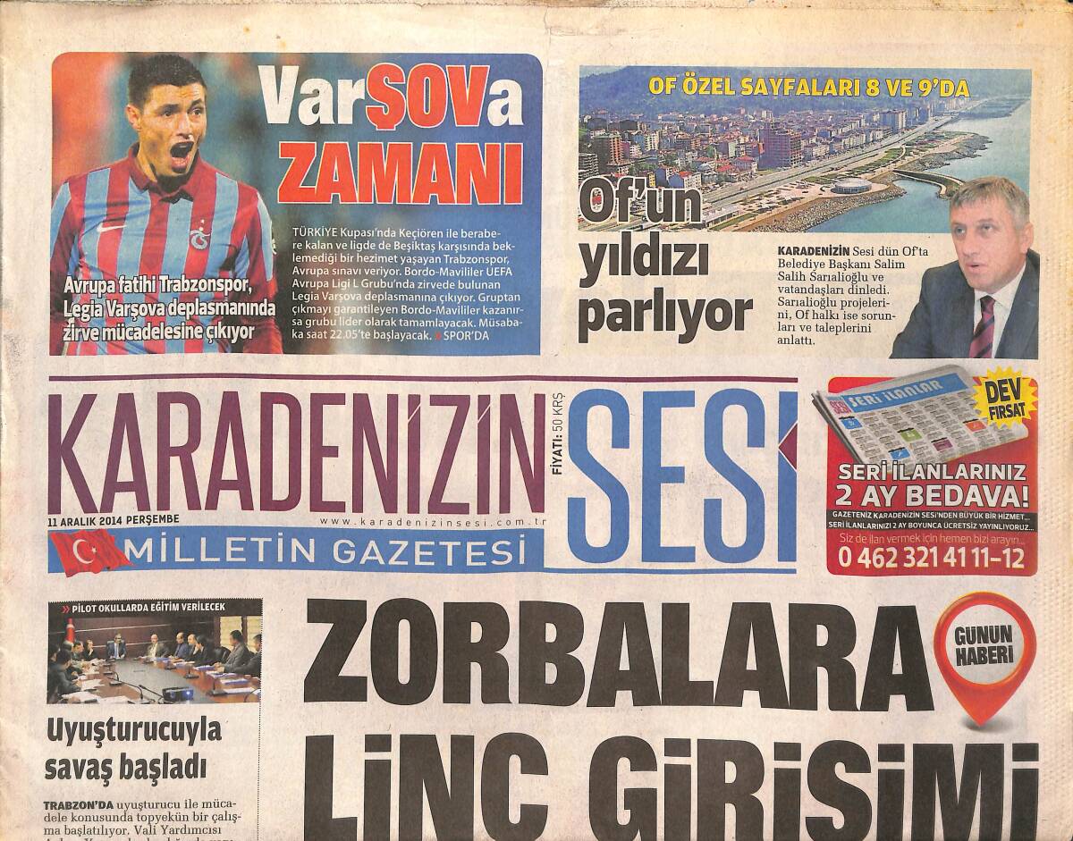 Karadenizin Sesi 11 Aralık 2014 - Zorbalara Linç Girişimi - Mehmet Özdilek Gitti Yüzler Güldü - Legia Varşova Zamanı GZ136218 - 1