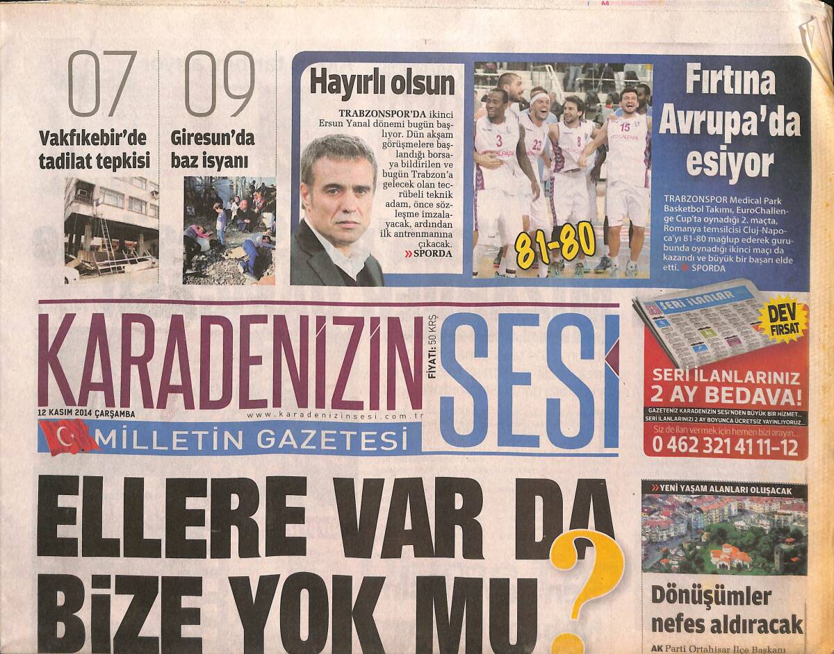 Karadenizin Sesi 12 Kasım 2014 - İkinci Ersun Yanal Dönemi Başlıyor - Mülteciye Bakılıyorsa Bize de Bakılır! GZ136212 - 1