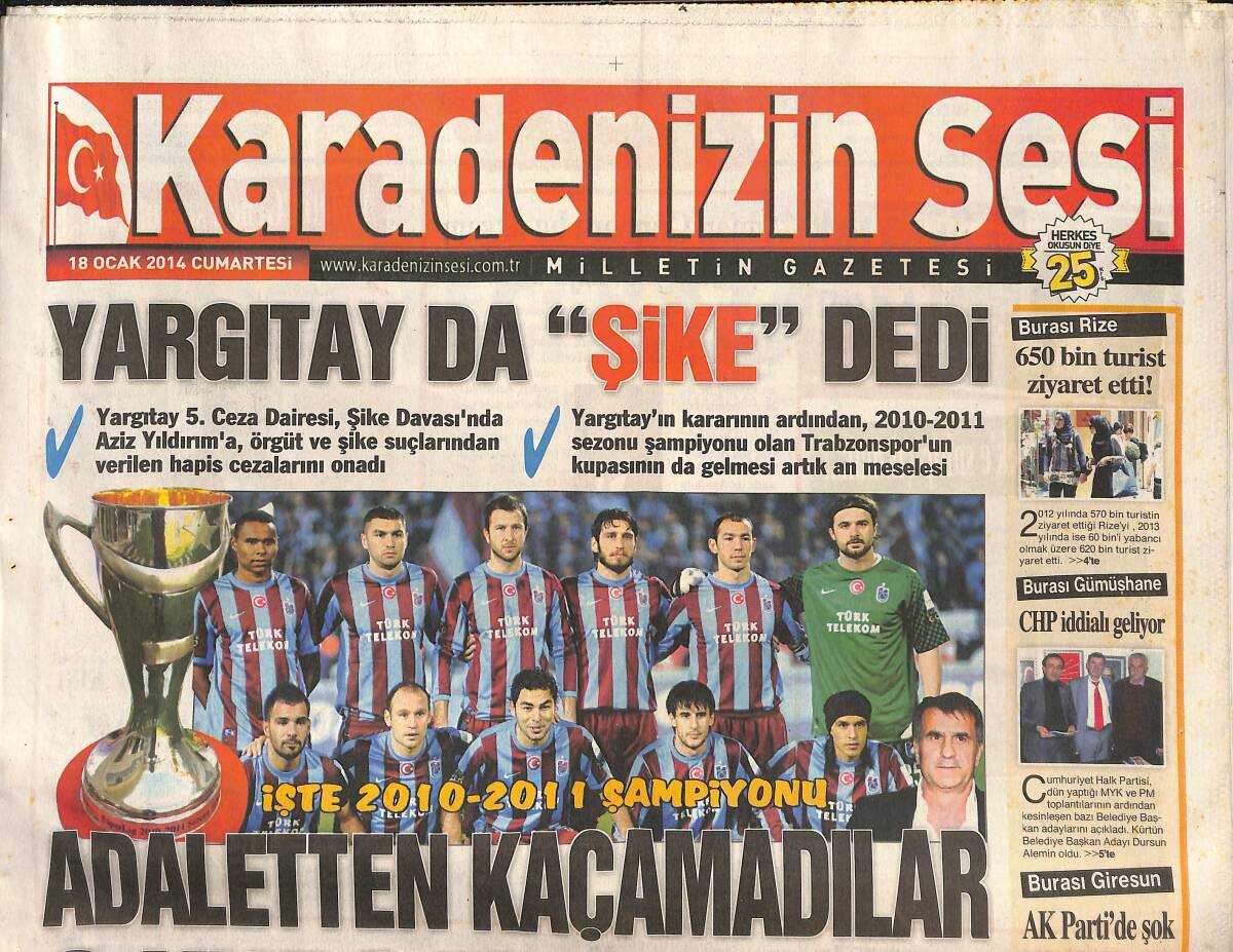 Karadeniz'in Sesi 18 Ocak 2014 - Yargıtay da Şike Dedi - Bülent Uygun'a Şikeden 11 Ay 7 Gün GZ136314 - 1