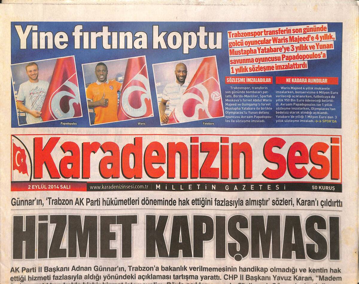 Karadenizin Sesi 2 Eylül 2014 - Hizmet Kapışması - Transfer Şampiyonu Trabzonspor - Yine Fırtına Koptu GZ136223 - 1