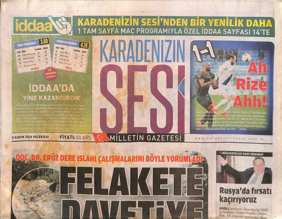 Karadenizin Sesi 3 Kasım 2014 - Vahid Halilhodzic: Doğru Kadro Yanlış Hoca! - Mehmet Özdilek: Kazanmayı Hak Etmiştik Ama... GZ137109 - 1
