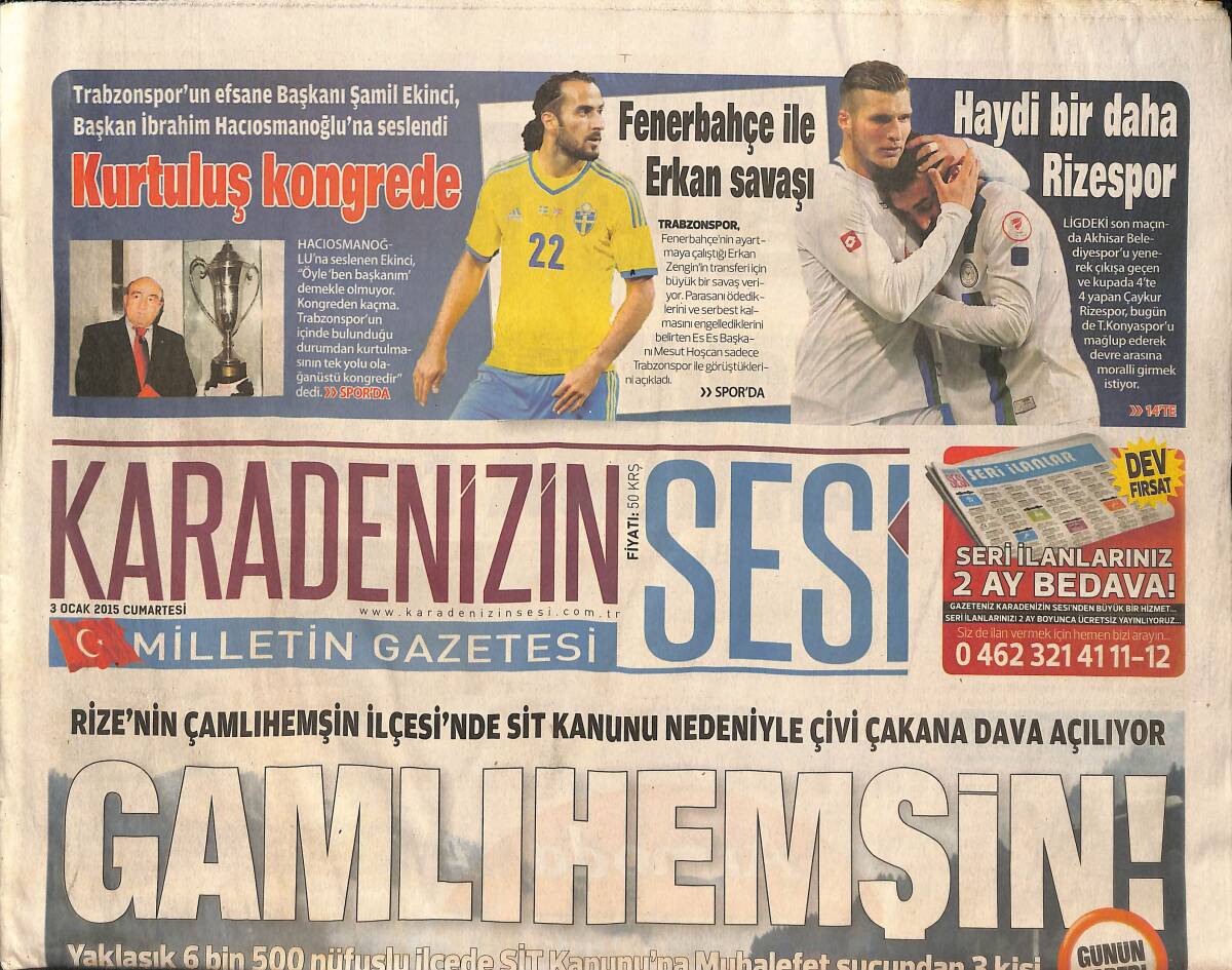 Karadenizin Sesi 3 Ocak 2015 - Şamil Ekinci: Tek Kurtuluş Yolu Kongre - Fenerbahçe İle Erkan Zengin Savaşı GZ136215 - 1