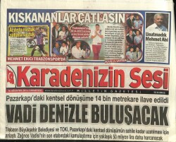 Karadenizin Sesi Gazetesi 16 Ağustos 2014 - Vadi Denizle Buluşacak GZ101295 - 2