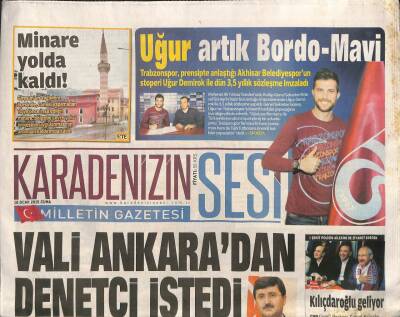 Karadenizin Sesi Gazetesi 16 Ocak 2015 - Akyazıya AVM Yapılmamalı - Uğur Demirok Artık Trabzonsporda GZ106992 - 1