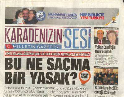 Karadenizin Sesi Gazetesi 19 Mart 2015 - Bu Ne Saçma Bir Yasak GZ107678 - 1