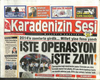 Karadenizin Sesi Gazetesi 2 Ocak 2014 - İşte Operasyon İşte Zam GZ107173 - 1