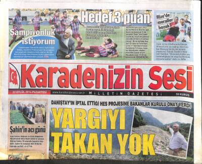 Karadenizin Sesi Gazetesi 22 Eylül 2014 - Danıştayın İptal Ettiği HES Projesine Bakanlar Kurulu Onay Verdi GZ104571 - 1