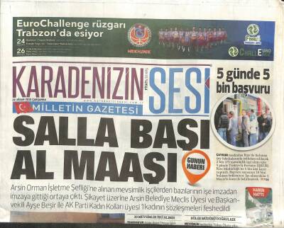 Karadenizin Sesi Gazetesi 22 Nisan 2015 - Salla Başı Al Maaşı GZ104568 - 1