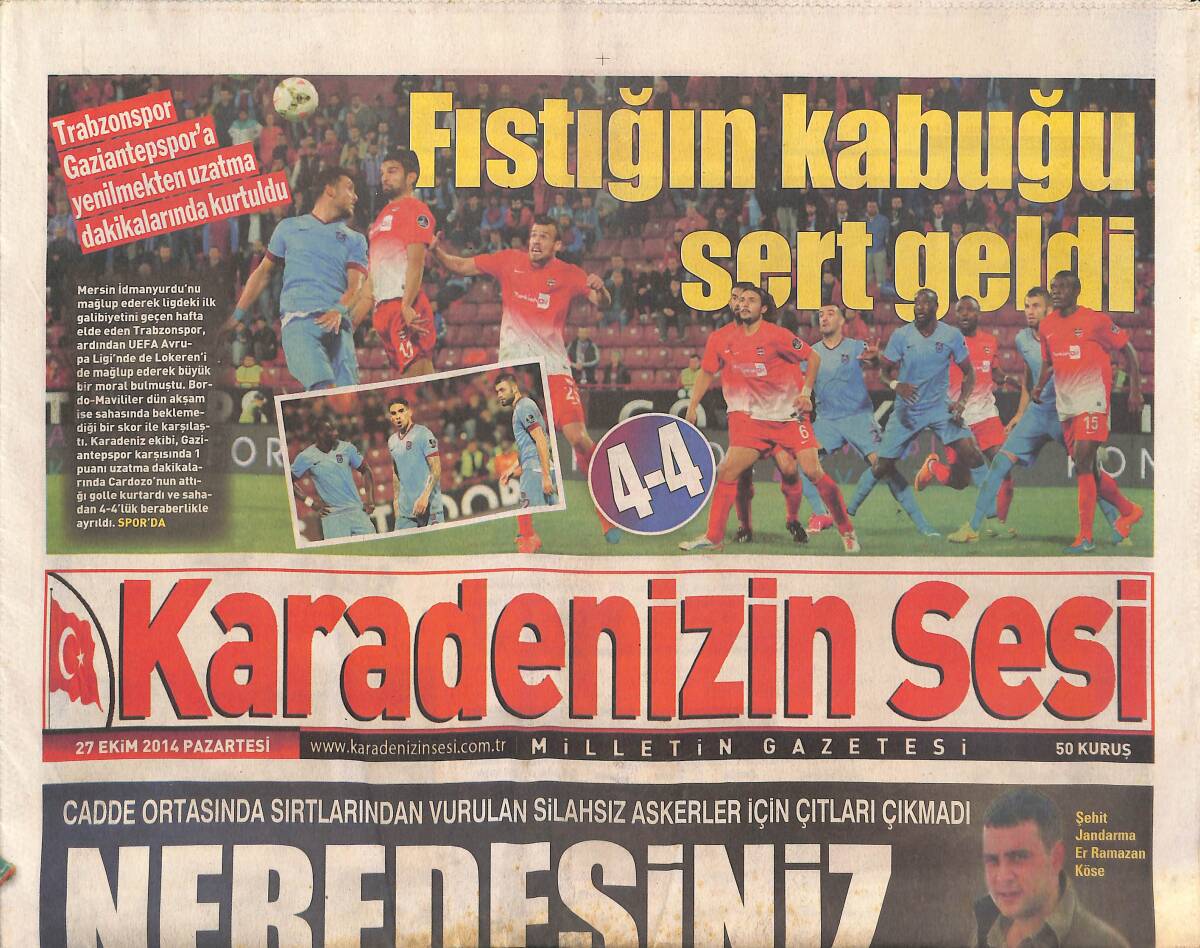 Karadeniz'in Sesi Gazetesi 27 Ekim 2014 - Olaylı Seçimi Abdullah Sevim Kazandı - Gümüşhane'de Balık Atağı GZ136166 - 1