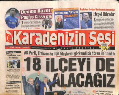 Karadenizin Sesi Gazetesi 27 Ocak 2014 - Ak Parti , Trabzonda İlçe Adaylarını Tören İle Tanıttı GZ100029 - 2