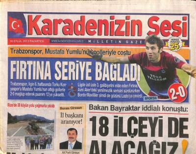 Karadenizin Sesi Gazetesi 30 Eylül 2013 - Erdoğan Bayraktar Trabzon Lojistik Şehir Olacak GZ106991 - 1
