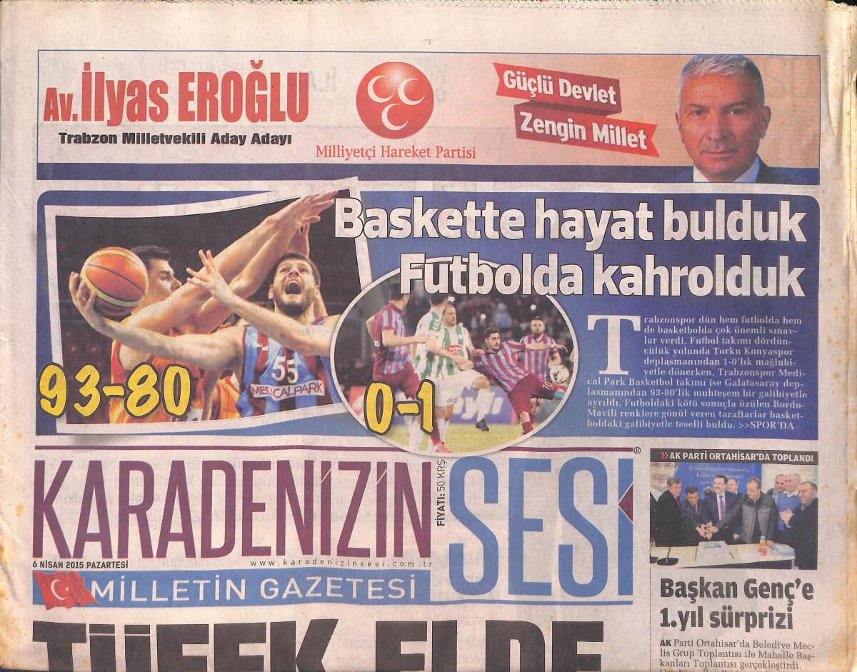 Karadenizin Sesi Gazetesi 6 Nisan 2015 - Şener Pul 