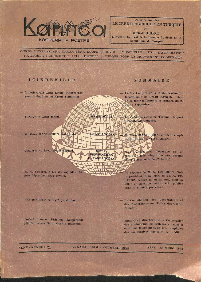 Karınca Kooperatif Postası Sayı:214 Ekim 1954 NDR90529 - 1