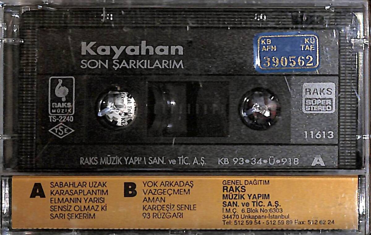 Kayahan - Son Şarkılarım Kaset (Mavi Bandrol - İkinci El) KST27674 - 2