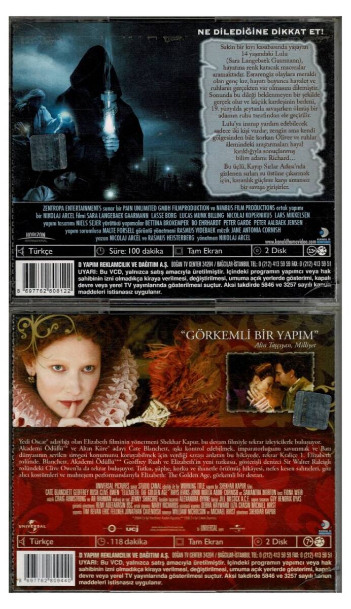 Kayıp Sırlar Adası Elizabeth Altın Çağ - 2 Adet VCD Film VCD1314 - 2