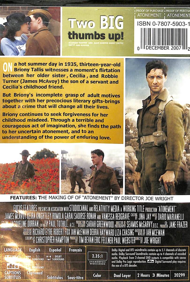 Kefaret - Atonement DVD Film (İkinci El) DVD2894 - 2
