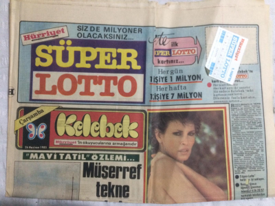 Kelebek (Hürriyet Gazetesi Ek) 26 Haziran 1985 - Müşerref Akay Tekne Peşinde, Kimse Kusursuz Değildir - GZ21056 - 1