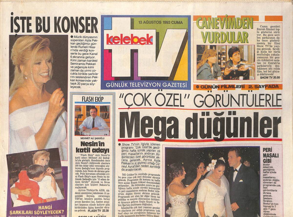 Kelebek TV Gazetesi 13 Ağustos 1993 - Ceylan'ların Dönüşü - Sözer'in Büyük Acısı - Kayahan Neden Boşandı GZ153773 - 1
