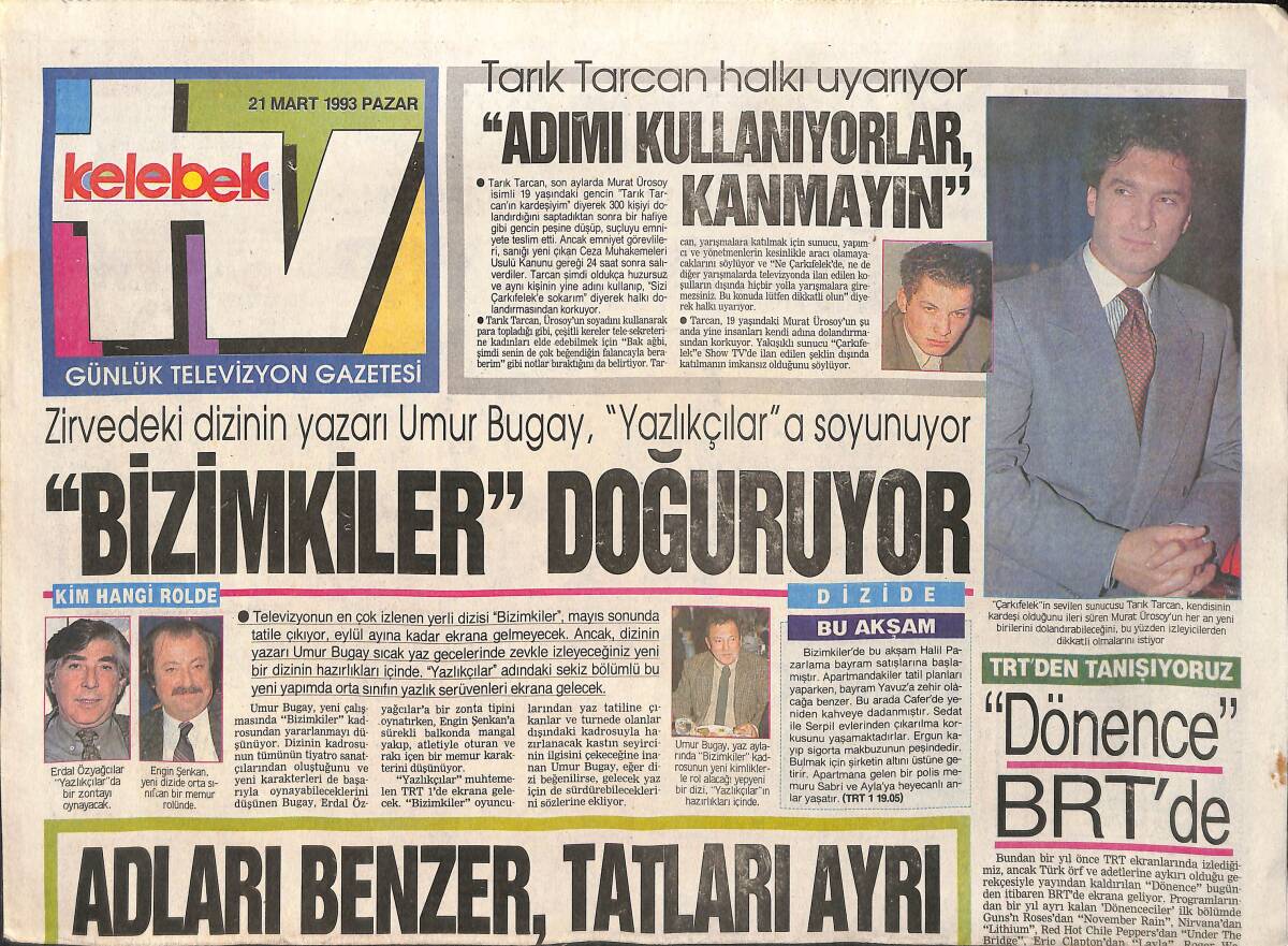 Kelebek TV Gazetesi 21 Mart 1993 - Serpil Çakmaklı'nın Yeni Yüzü - Bizimkiler Doğuruyor GZ153772 - 1