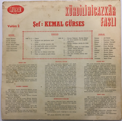 Kemal Gürses - Kürdilihicazkâr Faslı LP Plak PLK438 - 2