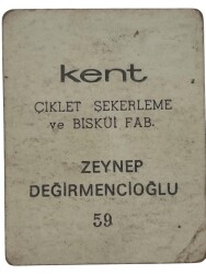 KENT Sakızı Artistler Serisi No 59 Zeynep Değirmencioğlu # SKZ1517 - 2