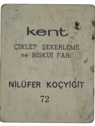 KENT Sakızı Artistler Serisi No 72 Nilüfer Koçyiğit # SKZ1494 - 2