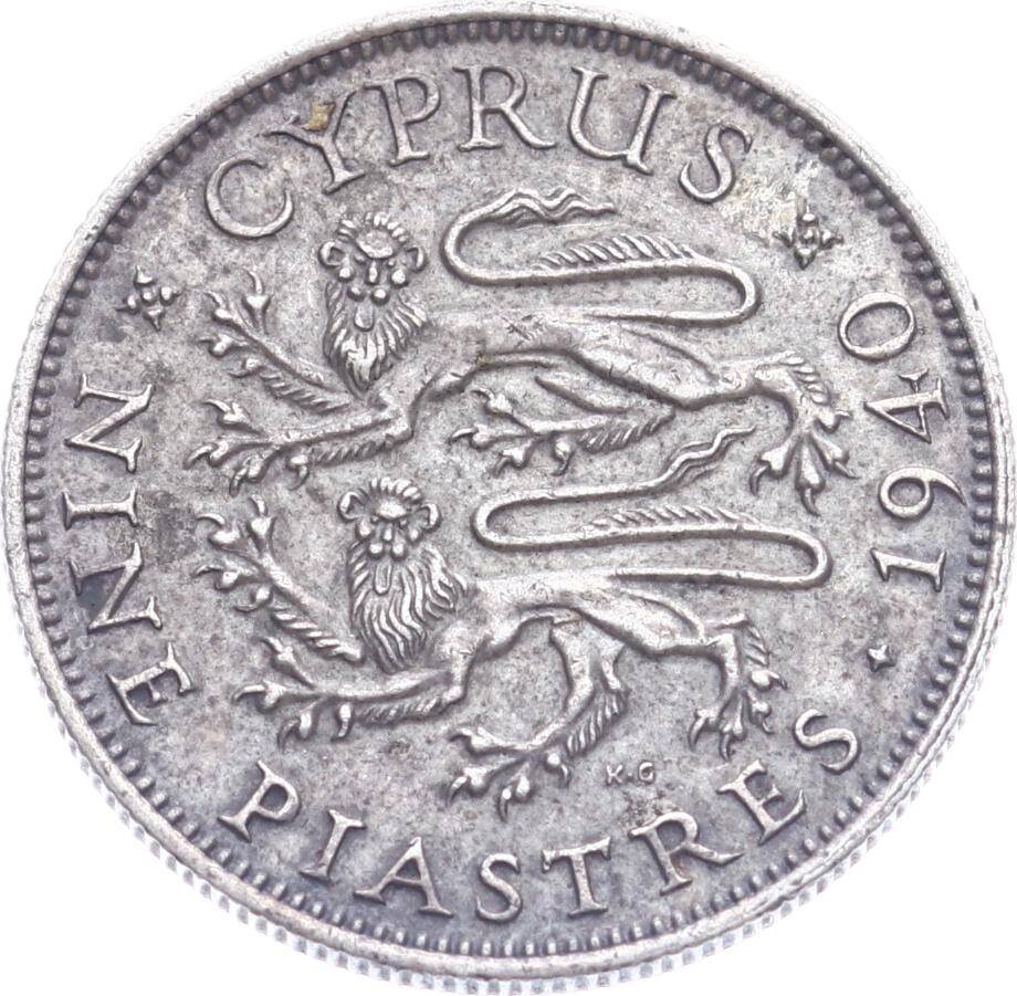 Kıbrıs 9 Piastres 1940 Gümüş 'George VI' ÇÇT YMP11232 #256 - 1