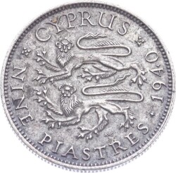 Kıbrıs 9 Piastres 1940 Gümüş 'George VI' ÇÇT YMP11232 #256 - 3