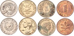 Kıbrıs İsviçre Fransa Almanya Madeni Para Lotu YMP10653 - Gökçekoleksiyon