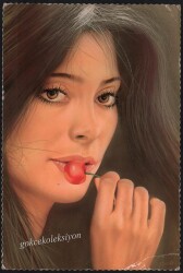 Kiraz ve Kadın Temalı Kartpostal KRT3307 - Gökçekoleksiyon