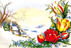 Kış Temalı Kartpostal (Küçük Boy) KRT23423 - Gökçekoleksiyon