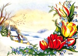 Kış Temalı Kartpostal (Küçük Boy) KRT23431 - Gökçekoleksiyon