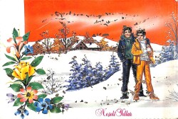 Kış Temalı Simli Kartpostal KRT14900 - Gökçekoleksiyon