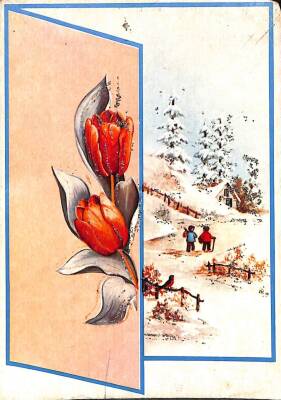 Kış Temalı Simli Kartpostal KRT16102 - 1