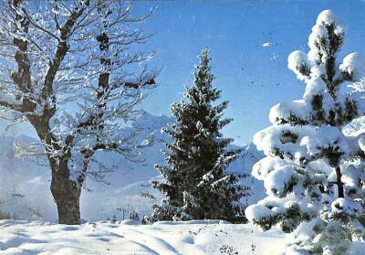 Kış Temalı Simli Kartpostal KRT16628 - 1