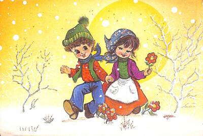 Kış Temalı Simli Kartpostal KRT17276 - 1