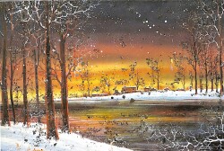 Kış Temalı Simli Kartpostal (Küçük Boy) KRT23416 - Gökçekoleksiyon