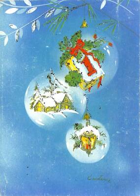 Kış Temalı Simli Yılbaşı Kartpostal KRT17217 - 1