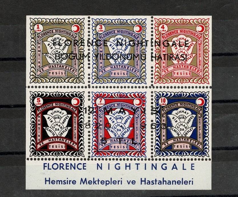 Kızılay 1963 Florence Nightingale Hemşire Mektepleri Sürşarjlı Hatıra Blok Pul (MNH) PPT2975 - 1