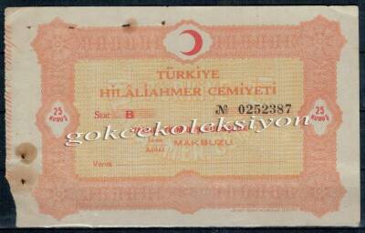 Kızılay Cemiyeti Yardım Makbuzu 25 Kuruş EFM390 - 1