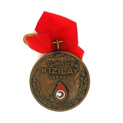 Kızılay Kan Bağışçısı Orjinal Bronz Mineli Yaka Rozeti RZT1583 - 1