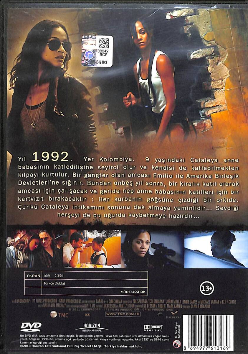 Kolombiyalı İntikam Meleği – Orijinal DVD (İkinci El) * Zoe Saldaña, Michael Vartan, Jordi Mollà, Lennie James, Cliff Curtis – 2011 * DVD2988 - 2