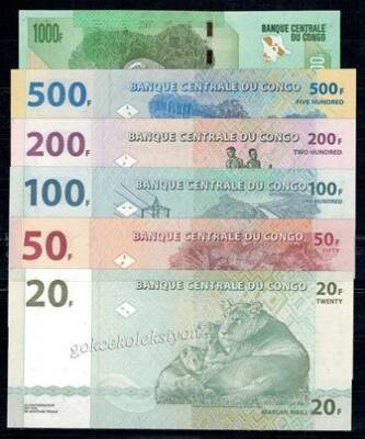 Kongo 1000,500,200,100,50,20 Frank Set ÇİL YKP1210 - 2