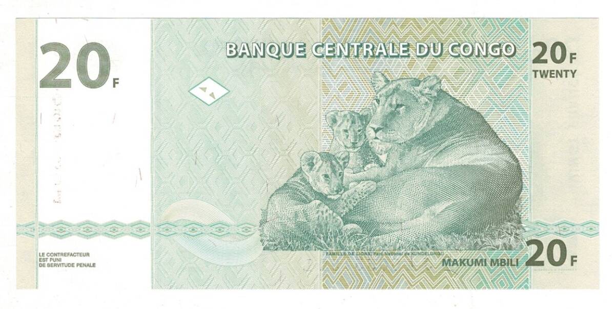 Kongo 20 Francs 2003 ÇİL YKP8117 - 2